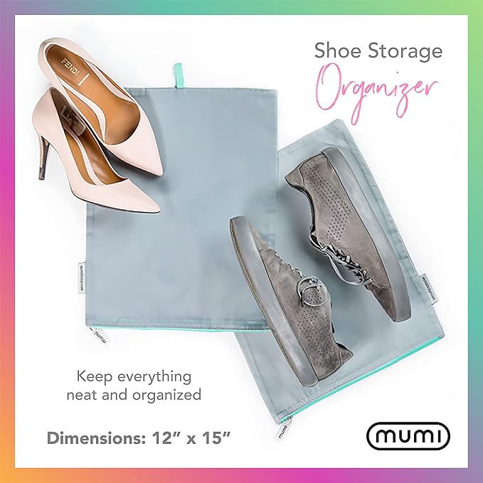 MUMI Travel Shoe Bags Set of 2 – Waterproof Shoe Bag for Travel, Gym, Storage, Packing – Lightweight Shoe Travel Bags for Suitcase, Closet, Backpack – Travel Shoe Organizer for Men and Women (Pink)