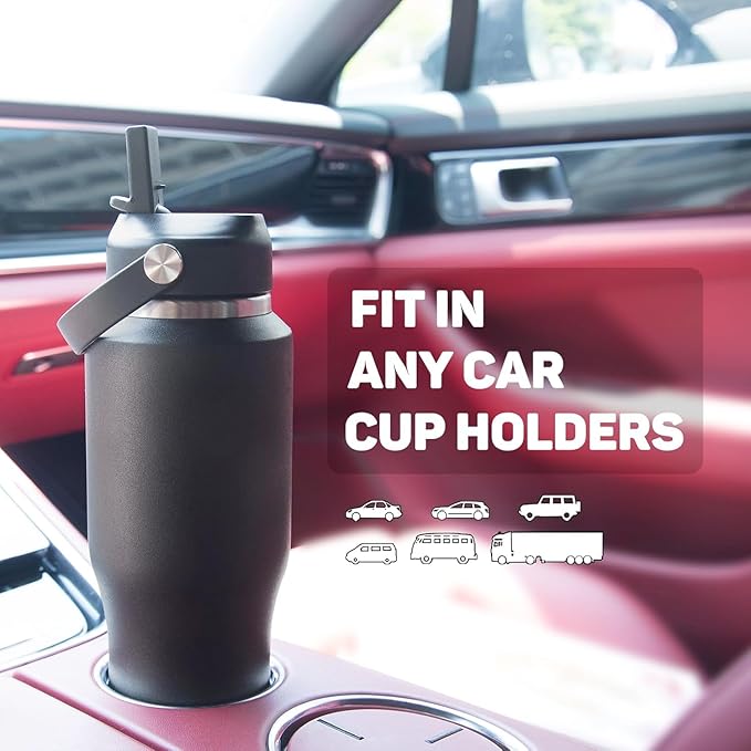 40oz Water Bottle Insulated with Straw,Leak Proof Water Bottles Fit in Car Cup Holder，Mens Water Bottle Stainless Steel for Gym,Hiking,Travel，Sport,Bpa free