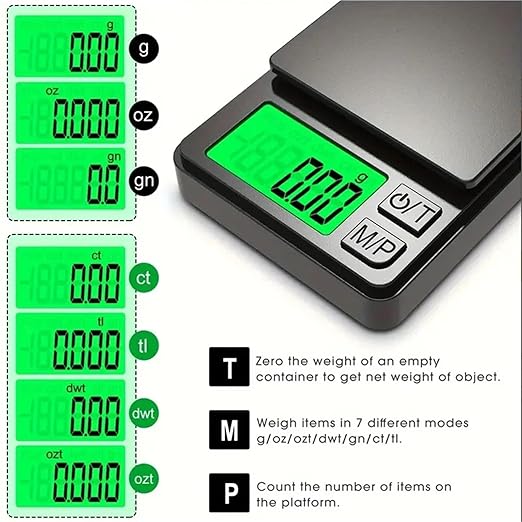 Travel Luggage Weight Scale - 4pcs Digital Pocket Scale 1000g/0.1g with Backlight LCD, Mini Handheld Scale for Food & Jewelry - Precision Measuring Tool (1 0.01g 500g)