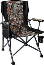 Camping Folding Chair, Heavy Duty Steel Frame Support 400 LBS with Side Pocket and Cup Holder, Portable for Camping, Fishing, Picnic,Camouflage