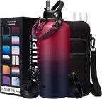 87 oz Insulated Water Bottle with Straw - Stainless Steel Sports Water Bottle, Double Wall Thermo Mug, Leak-Proof, 48h Cold-24h Hot, BPA Free, Rose Purple Gradient, Outdoor Activities