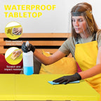 4 FT Folding Table with Carry Handle, Portable Fold-in-Half Plastic Table, Rectangle Foldable Table for Indoor/Outdoor Yellow