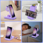Wireless Charging Station for Samsung/Android, Fast Wireless Watch Charger Station Compatible for Samsung Galaxy S25 Ultra/S24/S23+/Z Flip 7/6 Fold 7/6, Watch8/7/Pro/Active 2 Galaxy Buds3/2 Pro(Purple