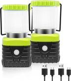 2PCS 3200K Warm Light LED Camping Lantern Rechargeable 1000LM, 4500mAh Power Bank, Flashlight for Hurricane Emergency, Hiking, IP44 Waterproof Lantern(Green)