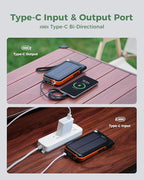 GOODaaa Solar Power Bank, 45800mAh Wireless Portable Charger Built-in Cables,15W Fast Charging Solar Charger, USB C in&Out and USB A Battery Pack for Outdoor with Emergency Radio,Flashlight