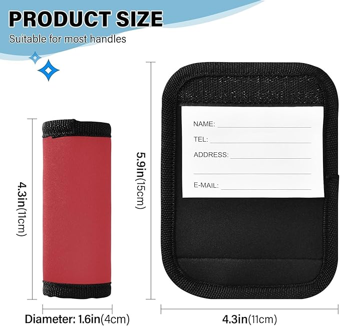 DOMIKING Red Luggage Handle Wrap Soft Luggage Identifiers for Suitcase Tags Markers for Travel Bag Luggage Suitcase Covers Wraps Travel Accessories, 4 Pack