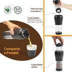 Pressca - Portable Coffee & Tea Maker - Thermal Coffee & Tea Infuser, French Press, Single Serve Coffee Maker, BPA Free - Home & Kitchen Accessories & Utensils - 12 fl oz, Black