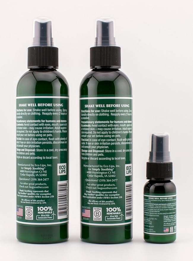 Bug Soother MAX - Extra Strength Natural Gnat, Tick, and Mosquito Repellent, 2 Pack 8 fl oz w/Free 1 oz. DEET-Free Bug Spray Deterrent - Safe for Adults & Environment - Made in USA