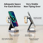 【2025 Upgraded】 Magnetic Wireless Charger 3 in 1, Foldable Charging Station with Night Light for Apple MagSafe Charger, Travel Charger Stand, Nightstand Fast 15W Charging Station (with Adapter)