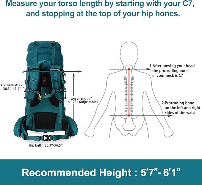 N NEVO RHINO Internal Frame Hiking Backpack 50/60/65/70/80L, Mountain Climbing Camping Backpack Daypack Waterproof Rain Cover