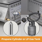 R.W.FLAME Premium 3 Burner Tabletop Propane Gas Grill Stainless Steel Portable Outdoor BBQ Grill with Griddle,24,000 BTU Multi-Zone Cooking,Built-in Thermometer,Backyard,Camping & Patio Gatherings