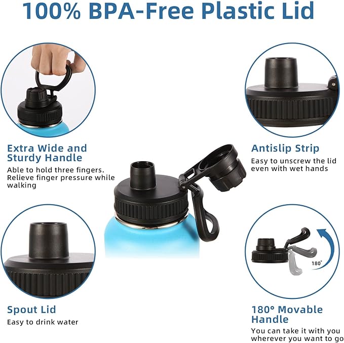 Volhoply Insulated Water Bottles Bulk 2 Pack, 40 oz Stainless Steel Sports Bottle with Paracord Handle & Spout Lid,Metal Water Cups with Wide Mouth,Reusable Water jug for Adults(Green Pink,2 Set)