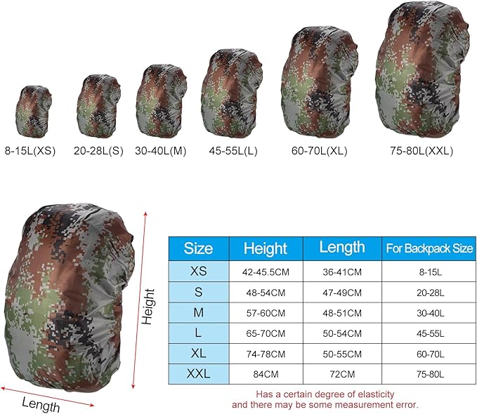 PATIKIL Waterproof Rucksack Cover, Non-Slip Backpack Rain Cover for Travel, Hiking, Camping, Climbing