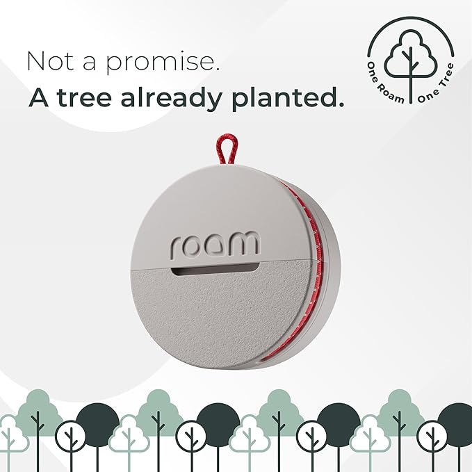 Roam Smart Tracker | Smart Bluetooth Item Finder Compatible with iOS & Android | Built-in Elastic Strap, QR Lost & Found | Replaceable Battery | No Subscription | 4-Pack, Black, Blue, Yellow & Gray