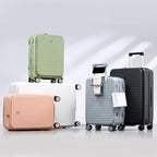 20 Inch Carry on Luggage 22x14x9 Airline Approved Hard Shell Suitcases with Wheels, Top Opening Expandable Carry on Luggage with Cup Holder Small Rolling Suitcase with Lock, White