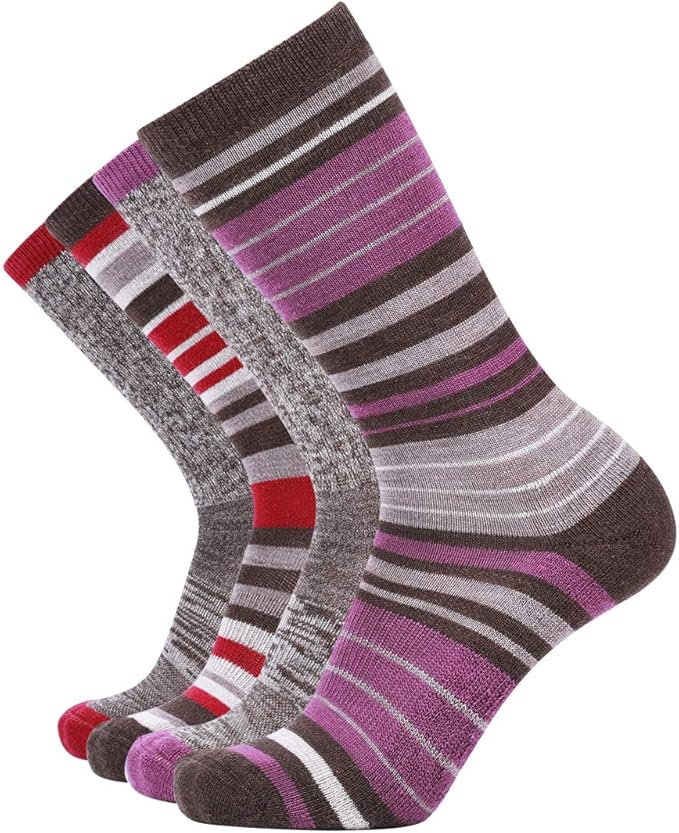EnerWear 4 Pack Women's Merino Wool Outdoor Hiking Trail Crew Sock