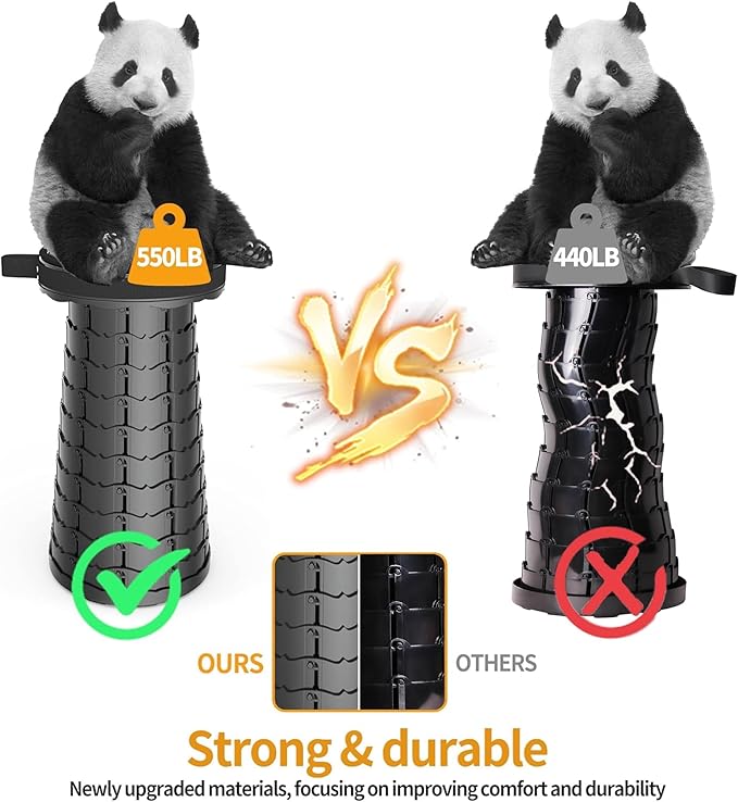 ALEVMOOM Upgraded Telescoping Collapsible Stool with Cushion, Folding Stool with Printing Portable Retractable Foldable Seat Max Load 550lbs for Adults Camping Fishing Outdoor