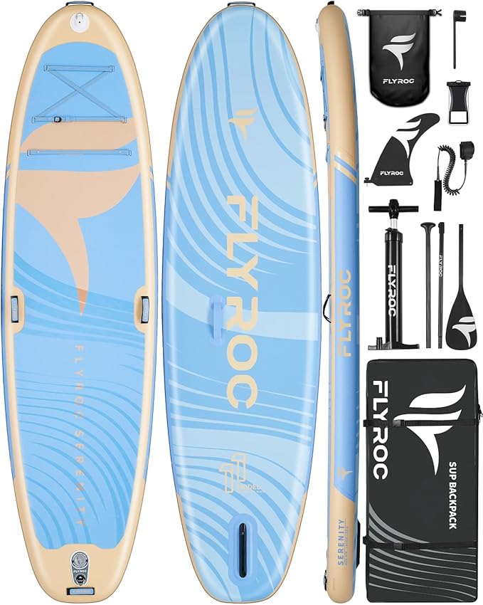 11’x35 Extra Wide Inflatable Paddle Board, 430lb Capacity Stable Paddleboard for Yoga, Stand up Paddle Board for Adults(x3), Full Coverage EVA Deck, 5 Handles, 100L Backpack, All-Round