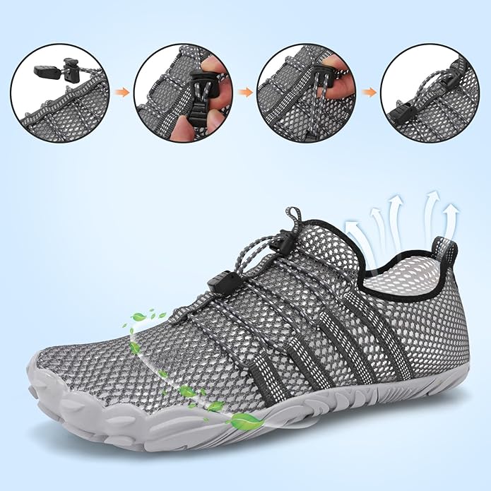 L-RUN Barefoot Water Shoes Women Mens Aqua Sock Athletic Hiking Water Sports Shoes for Swim Beach Pool Sand Diving Walking