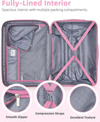 LARVENDER Carry on Luggage 22x14x9 Airline Approved, Expandable 20 Inch Hardside Suitcase with Wheels TSA Lock, PC+ABS Lightweight Carry on Suitcases for Women, Peach Sparkling (20/DB/TB)