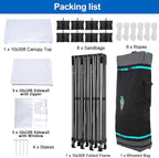 COBIZI 10x30 Pop up Canopy Tent 10x30 Canopy with 8 Sidewalls Waterproof Heavy Duty Commercial Canopy Tent for Parties Outdoor Tent Garden Gazebo Tent, Carry Bag with Wheel(10x30ft, White)