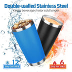 20 oz Tumbler with Lids and Straws, Stainless Steel Insulated Travel Coffee Mug, Double Wall Vacuum Insulated Tumblers, Powder Coated Coffee Tumbler for Cold & Hot Drinks (Mix Color-7)