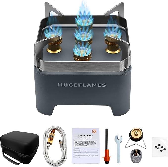 Portable Camping Stove, Powerful Gas Stove, Propane Camp Stove with Carrying Case, 30,000 BTU Small Propane Stove, Gas Burners for Cooking Outdoor Hiking Picnic BBQ