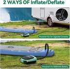 FBSPORT Paddle Board Pump Rechargeable 20PSI SUP Pump, Portable Electric Air Pump Quick Inflate & Deflate SUP Air Pump for Stand Up Paddle Boards, Kayak, Tent