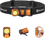 OLIGHT Perun 2 Mini Headlamp 1100 Lumens LED Head Flashlight, Rechargeable Headlight with Red Light Option, Great for Working, Hiking, Camping and Climbing (Orange Cool White: 5700~6700K)
