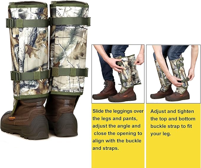 QOGIR Snake Gaiters 3 Pack: Durable Snake Guards for Hunting, Snake Gaiter Leggings for Men & Women, Snake Bite Protection for Lower Legs, Snake Proof Gaiters