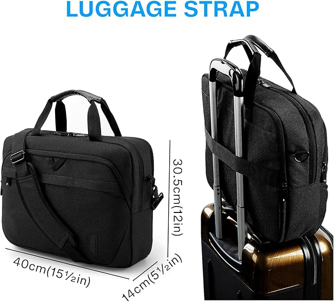 BAGSMART Laptop Bag, 15.6 Inch Briefcase Men, Lockable Computer Bag Work Bag, Water-Repellent Shoulder Messenger Bag Travel Office Business, Black