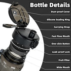 OLDLEY 32 oz Water Bottle, Motivational Water Bottle with Time Marker, Sports Water Bottle With Strap, Leakproof & BPA Free Large Water Bottles for School, Gym, Travel,Tritan, Transparent Black