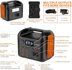 Portable Power Station with 55W Solar Panel, 299Wh LiFePO4 Backup Battery 300W Pure Sine Wave AC (600W Peak) Car Outlets PD 60W QC3.0 Solar Generator Power Bank for Camping, Emergency, CPAP