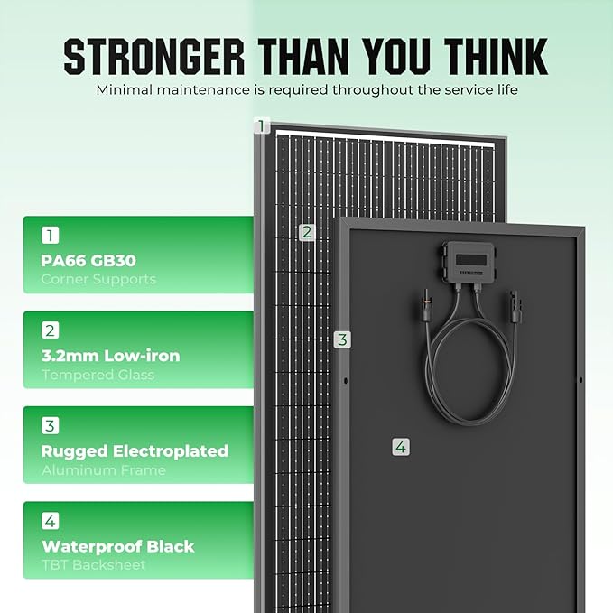 18BB 200W Solar Panel, 2Pcs N-Type 12V/24V 100 Watt Solar Panels, 25% High Efficiency Monocrystalline Solar Module, for RV, Boat, Marine, Trailer, Farm, Rooftop and Home Off-Grid System