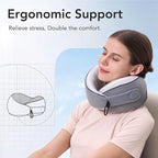 Travel Pillow, 100% Pure Memory Foam Travel Neck Pillow Airplane Neck Support Ergonomic Design for Traveling Suitable for Airplanes,Offices and Cars-Cooling Silk Light Grey Cover