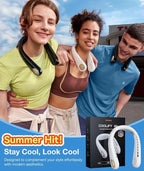 TORRAS COOLiFY Air Neck Fan Air Conditioner, 3D Airflow, Light Portable Fan Rechargeable, Personal Cooling Fan Travel Essentials, Work, Travel, Camping, White