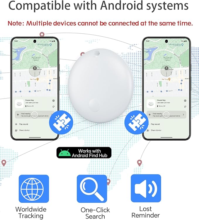 Air Tracker Tag IP67 Waterproof Bluetooth Tracker, Keychain Finder, Item Locator for Bags, Backpacks, Luggage, Pets, Wallets (Android Only White-4)