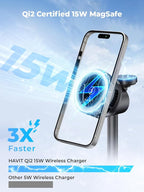havit 3 in 1 Wireless Charging Station, Qi2 15W Cooling Magnetic Charging Stand, MagSafe Fast Wireless Charger for iPhone 17/16/15/14 Series, Apple Watch, AirPods, 45W Adapter Included