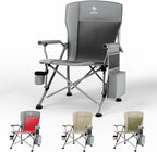 XL Heavy Duty Camping Chair 396lb Capacity (525lb Max) – Waterproof 1680D Oxford Fabric, 2" Padded Seat & Back, Cup Holder, Cooler Pocket, Portable for Camping, Beach & Tailgating (Slate/Black)