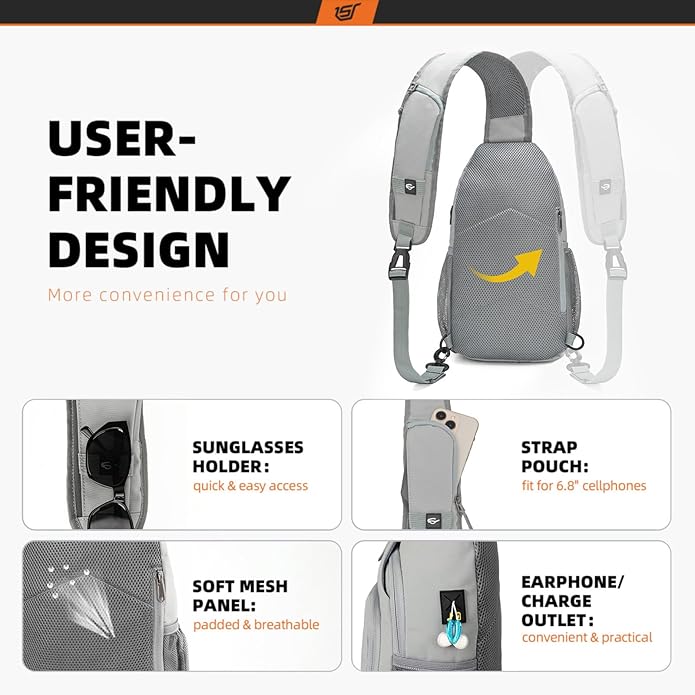 SKYSPER Sling Bag RFID Crossbody Sling Backpack Cross Body Shoulder Bag Travel Hiking Daypack for Women Men