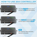 Solar Panel Charger Kit: 100W 12V Solar Panel with 20A Solar Charge Controller, Monocrystalline Solar Panel for RV Battery Car Trailer Marine Boat Caravan and Other Off Grid System