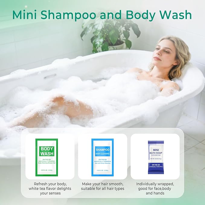 10 Sets Personal Hygiene Kit Bulk,10-IN-1 Green Individually Wrapped Disposable Travel Toothbrushes and Hotel Vanity Set Basic Toiletry Supplies for Homeless,Guests,Charity