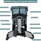 Hiking Backpack,40L to 50L Extra Large Capacity Hiking Bag,Internal Frame Camping Backpack,Upgraded X-PAC Lightweight Sport Daypack Travel Backpack Fit For Mountain Climbing Camping(Grey Green)