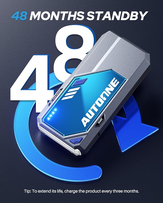 AUTOONE M4 Jump Starter 7500A Car Battery Jumper Starter Portable, 12V Jump Pack (All Gas/12L Diesel) Jump Box for Car Battery with Built-in Booster, Storage Case, LED Light, Jumper Cables