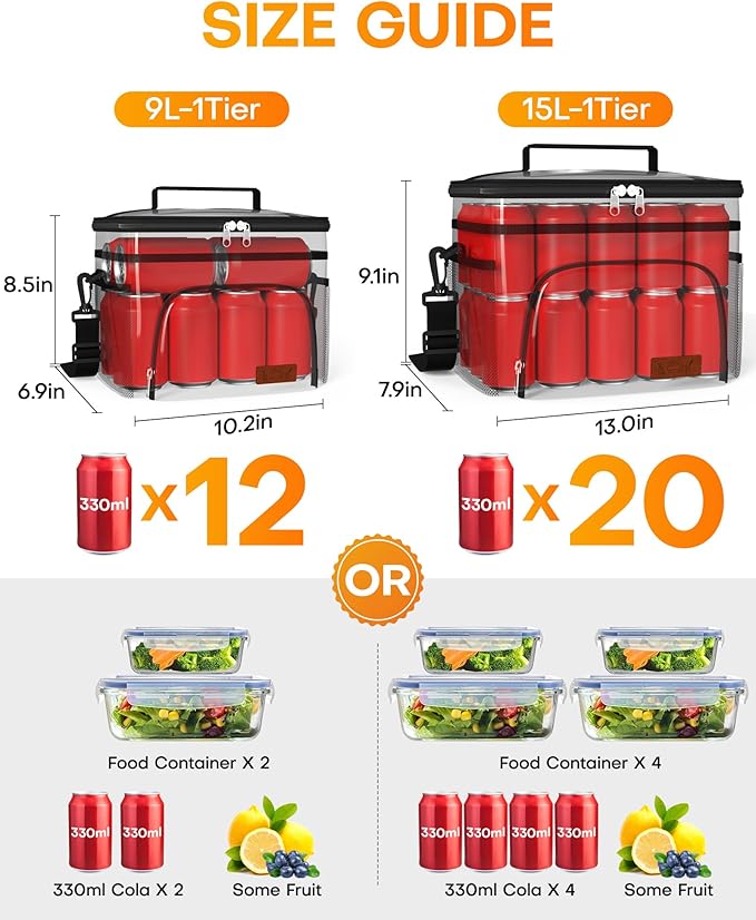 HOTOR Insulated Lunch Box for Men & Women - Leak-Proof Cooler Lunch Bag with 4 Pockets, Adjustable Strap, Ideal for Work, Picnic, Travel - Medium, Green, 10.2"×6.9"×8.5"