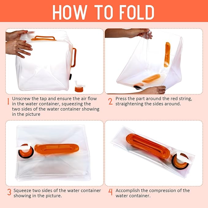 3 Pack Collapsible Water Container with Spigot, Foldable Camping Water Container Portable Camping Storage Carrier Jug for Outdoors Hiking Emergency Kit Backpack(5.3 Gallon,Orange,3 Pcs)