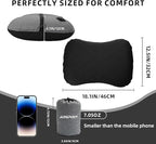 AIRSPIRIT Inflatable Camping Pillow Ultralight Adjustable Firmness, TPU Travel Pillow for Neck & Lumbar Support, Hiking, Backpacking, Airplane, Car Travel & Beach with Removable Washable Cover (Black)