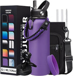 40oz Vacuum Stainless-Steel Water Bottles with Straw & Spout Lids, Leakproof Sports Metal Water Bottle Keeps Ice Cold-48Hrs Hot-24Hrs, Wide-mouth Water Bottle for Fitness Camping Running