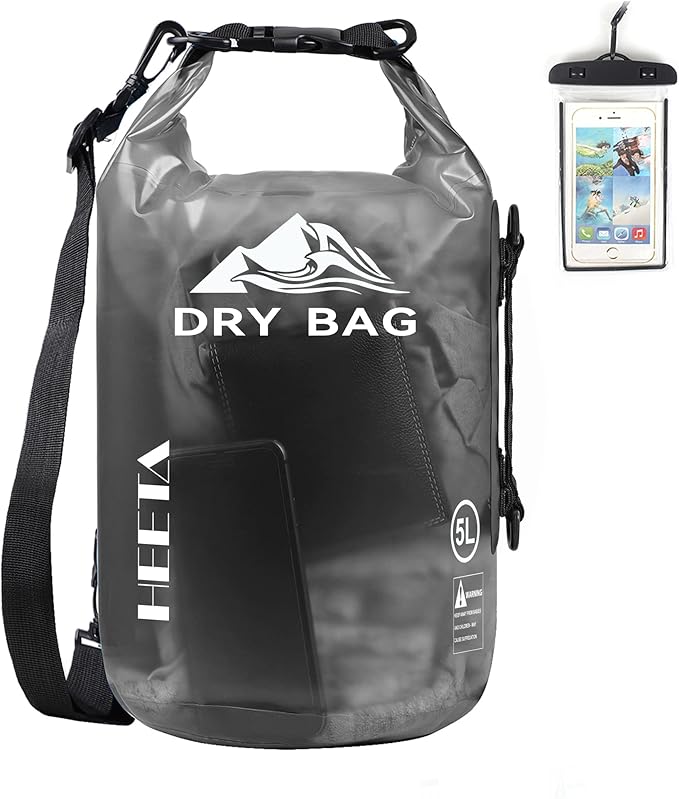HEETA Dry Bag Waterproof for Women Men, 5L/10L/20L/30L/40L Roll Top Lightweight Dry Storage Bag Backpack with Phone Case for Travel Swimming Boating Kayaking Paddle Board Camping Beach Accessories