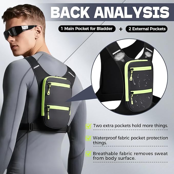 Running Hydration Vest Backpack Chest Bag with 800 ML Water Bladder, Minimalist Lightweight Running Vest for Women Men with Phone Holder, Extra Storage for Hiking Cycling Marathon